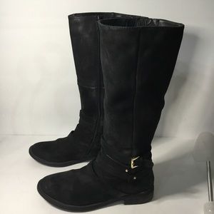 Steve Madden Women’s Black Soft Leather Strappy Buckle Side Zip Boots Size 8.5